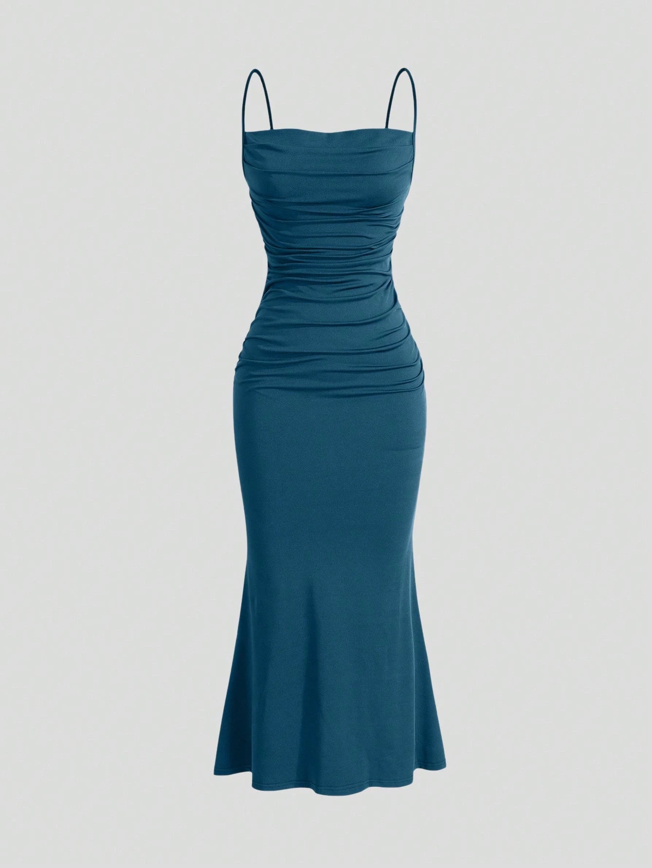 Vestido Longo Franzido Borgonha