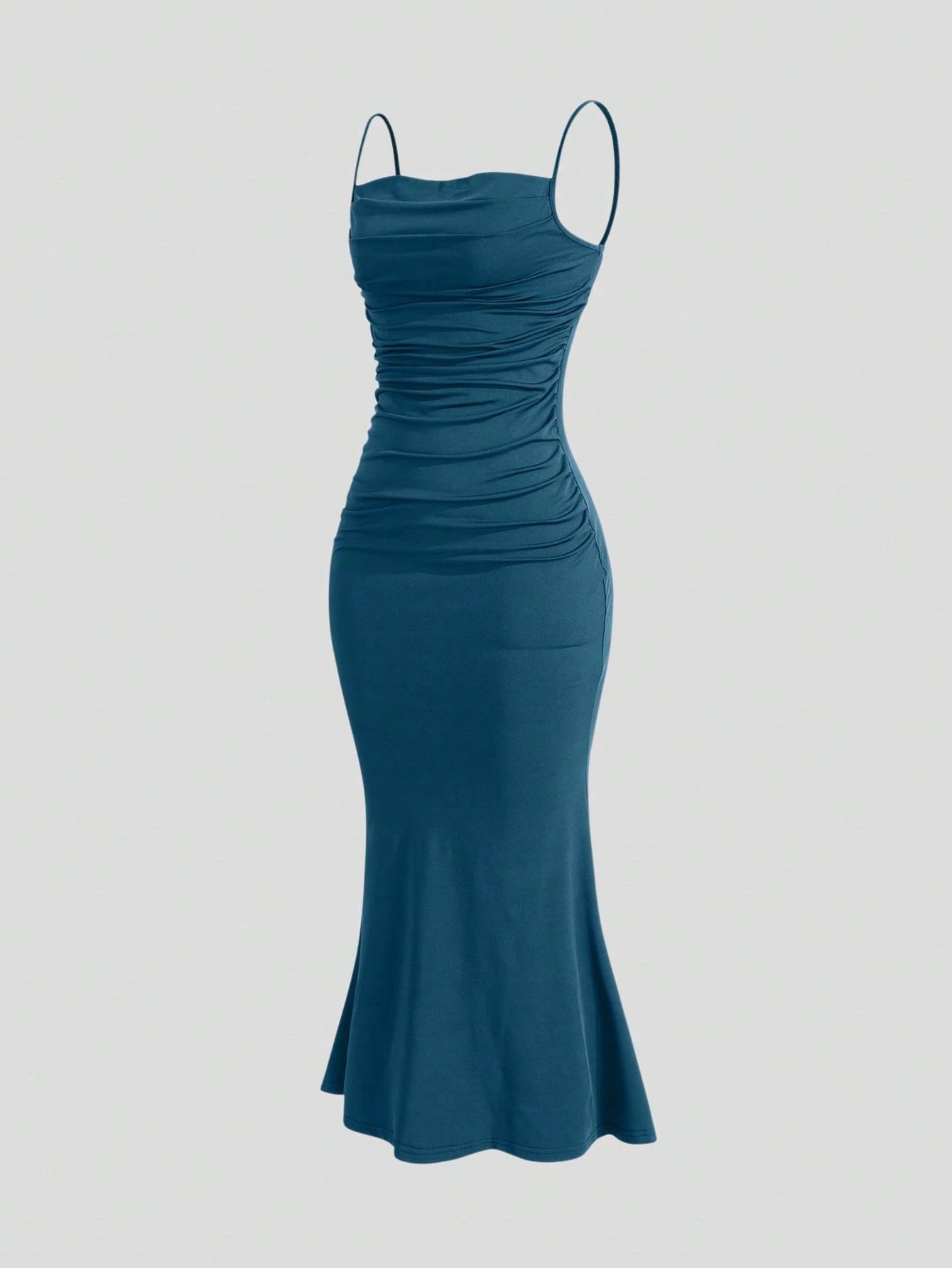 Vestido Longo Franzido Borgonha