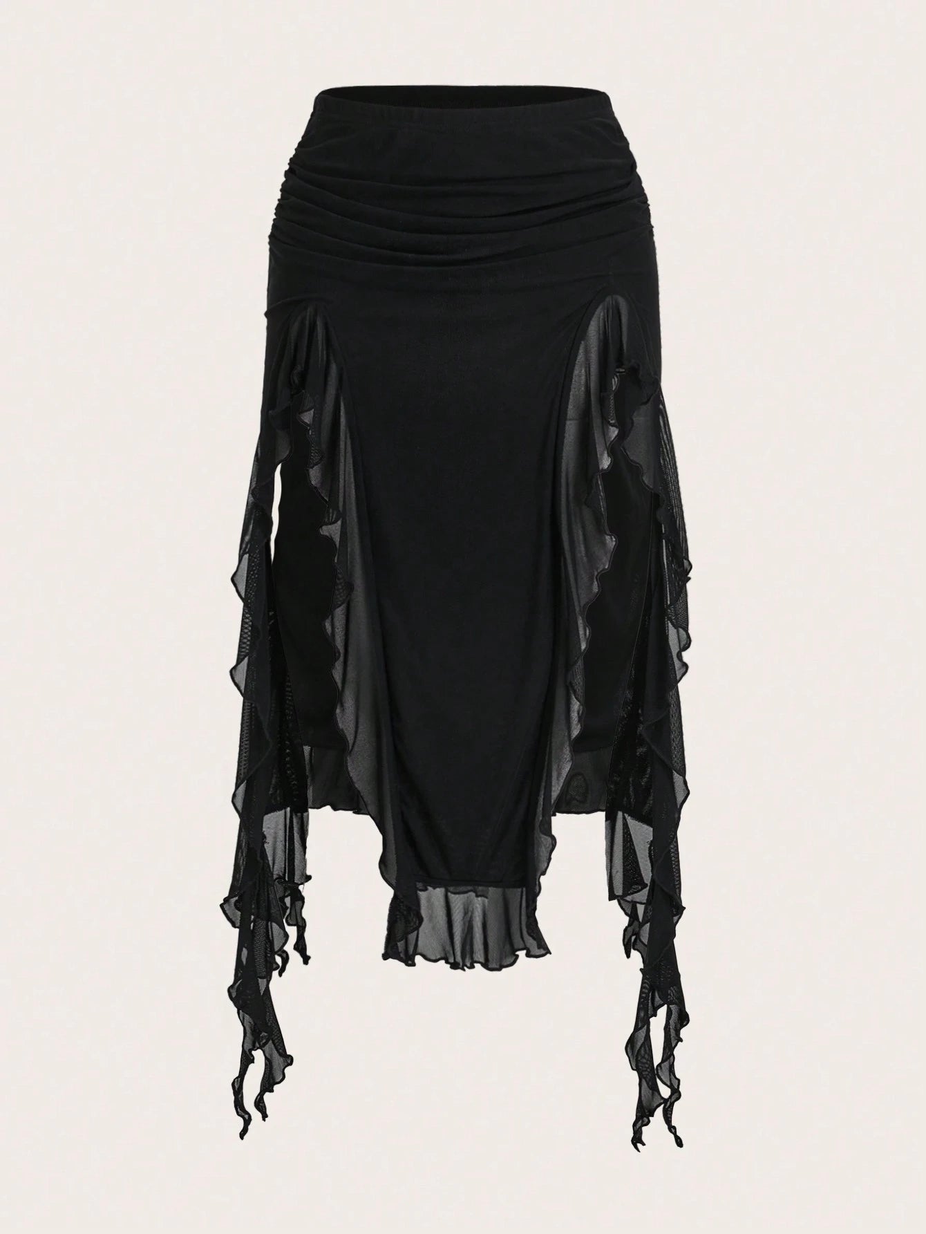 Saia com Fenda e Detalhe Franzido