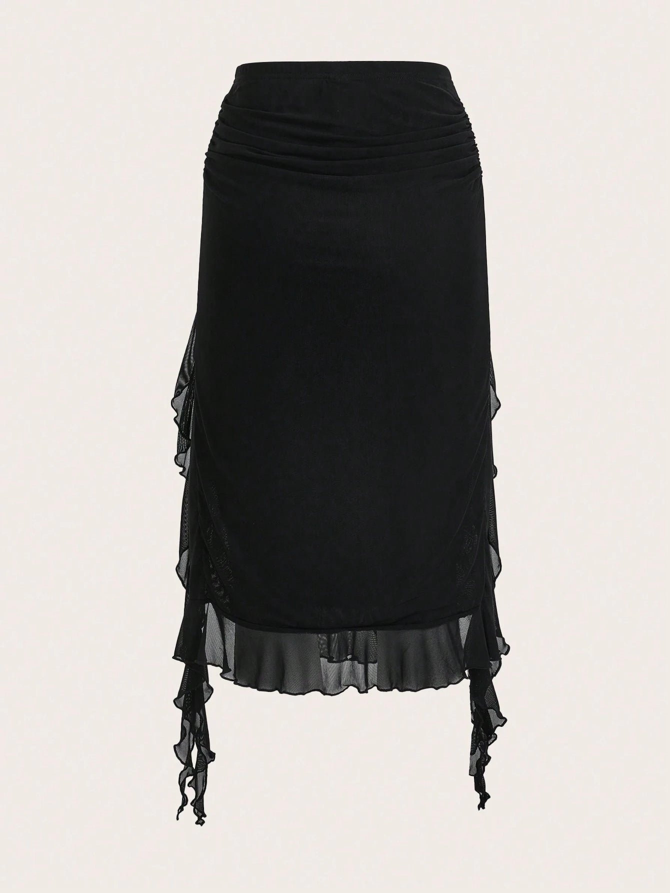 Saia com Fenda e Detalhe Franzido