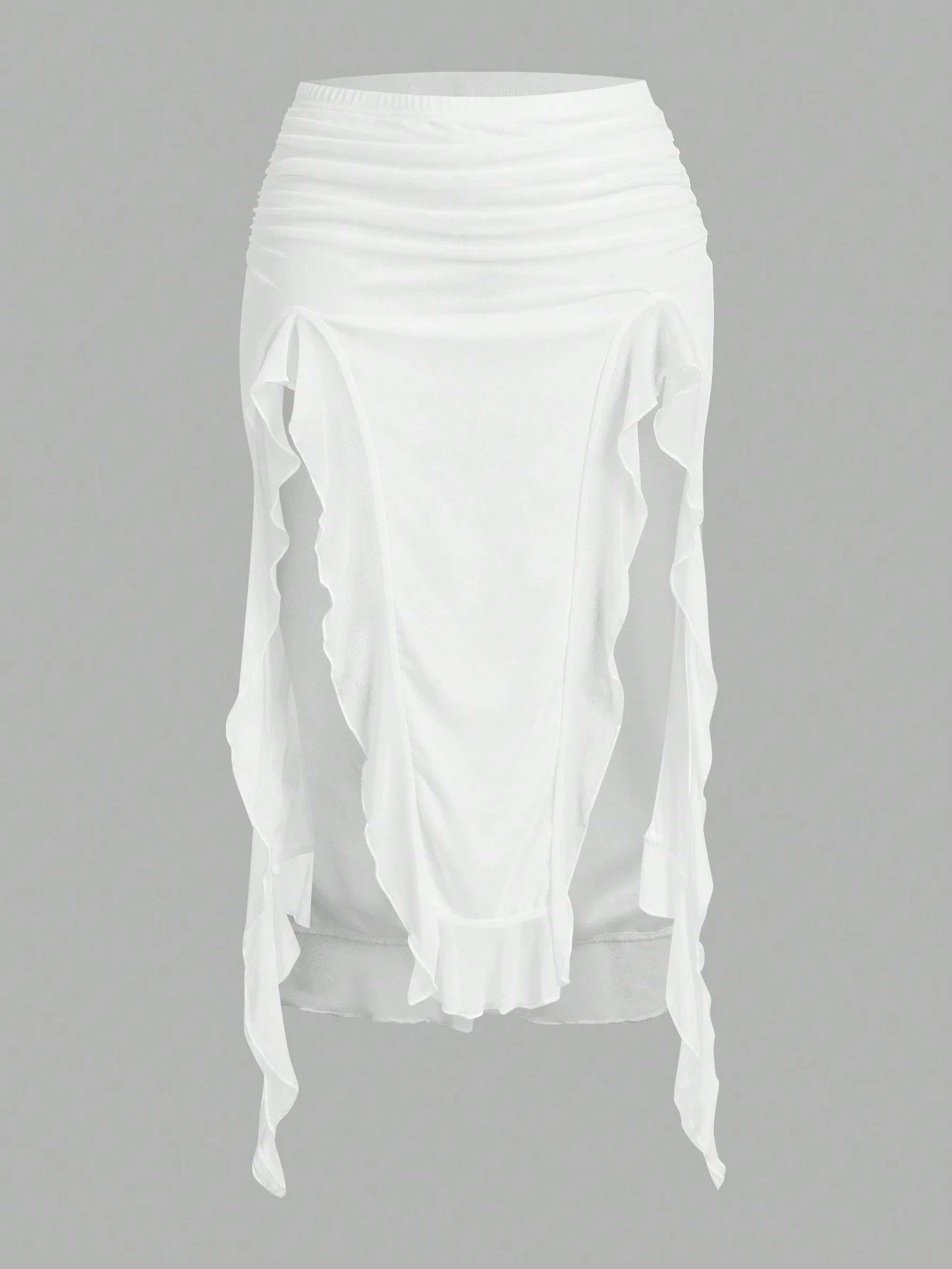 Saia com Fenda e Detalhe Franzido