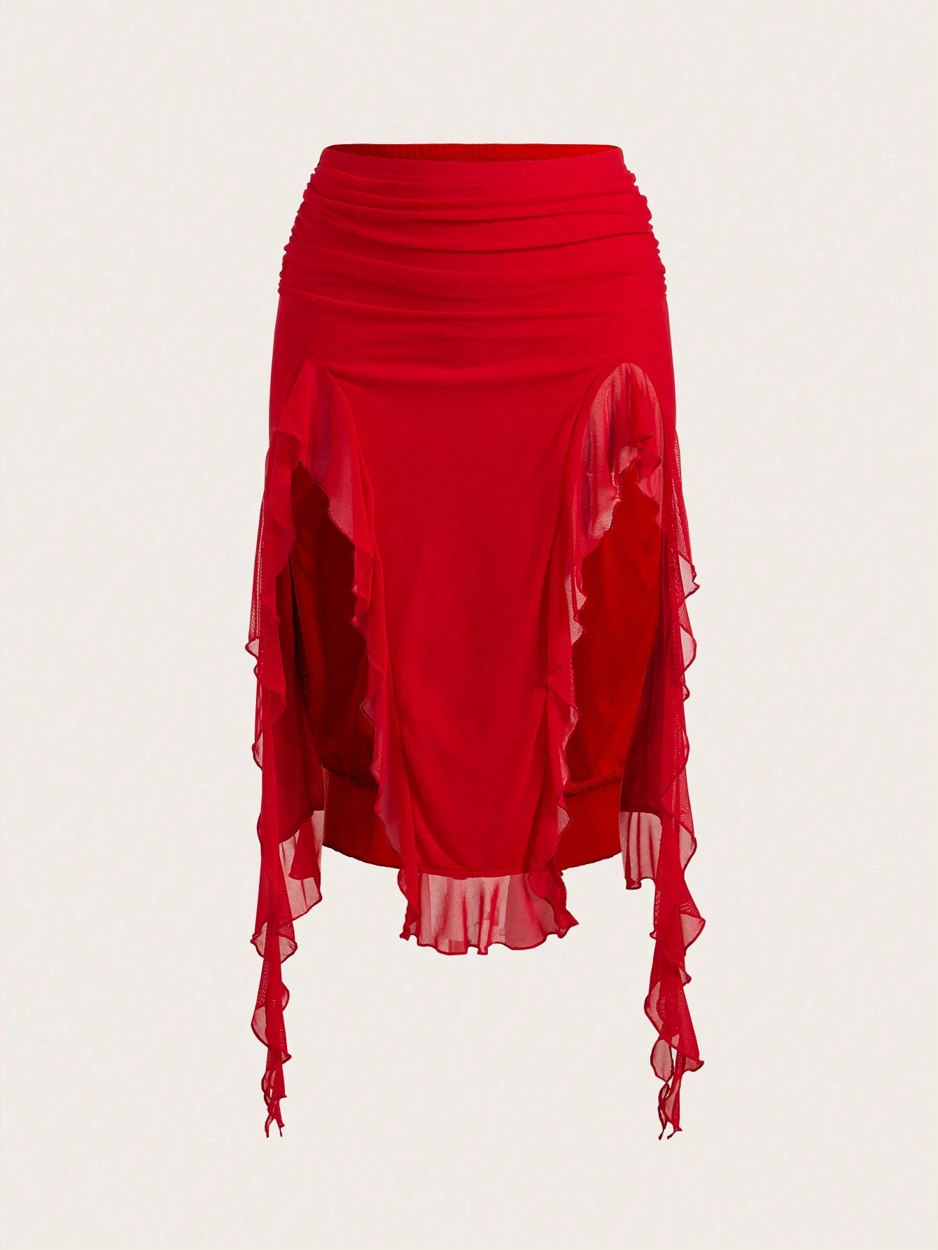 Saia com Fenda e Detalhe Franzido