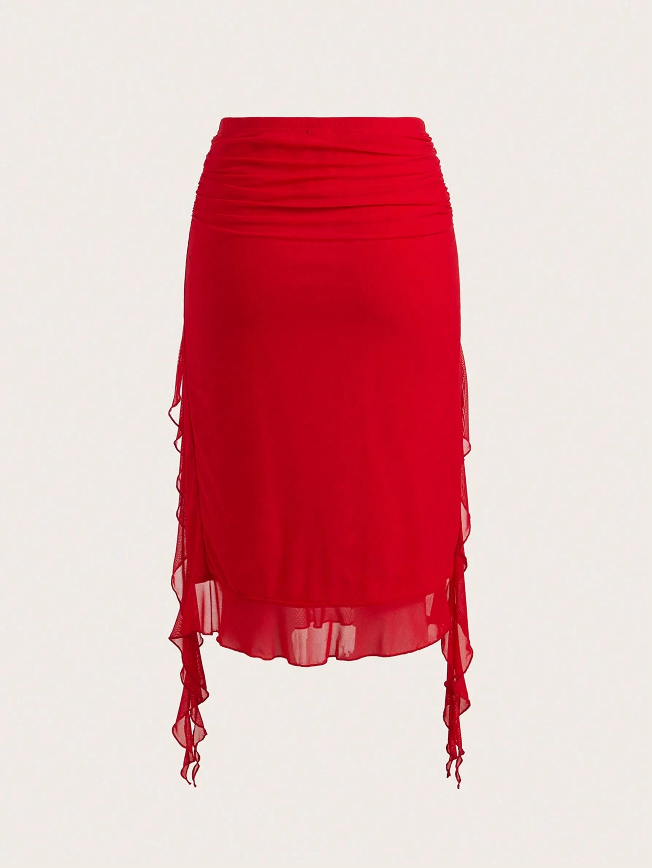 Saia com Fenda e Detalhe Franzido