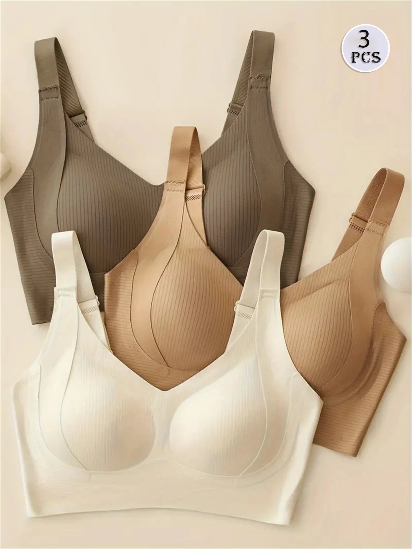 Kit 3 Sutiãs Sem Costura e Respiráveis