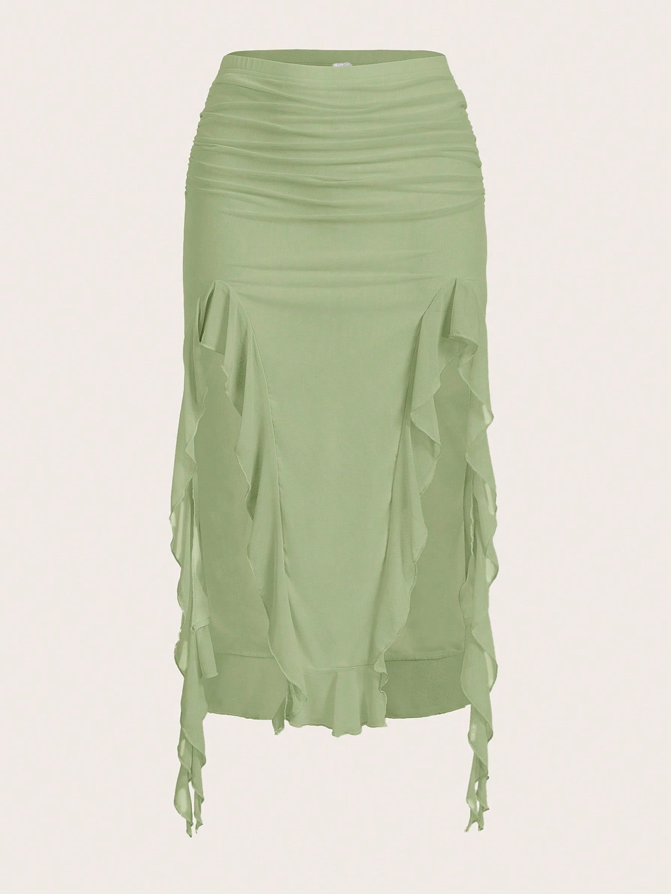 Saia com Fenda e Detalhe Franzido