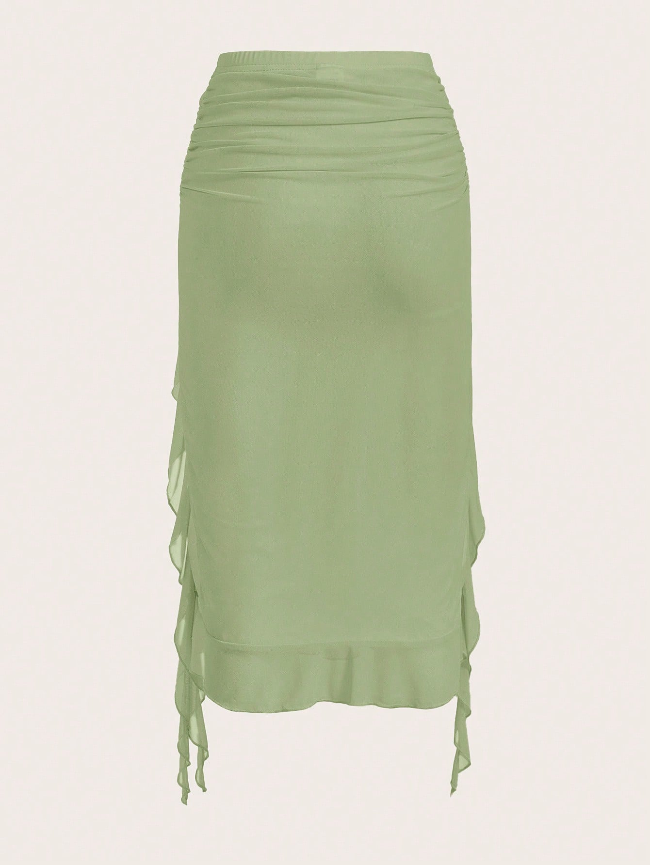 Saia com Fenda e Detalhe Franzido