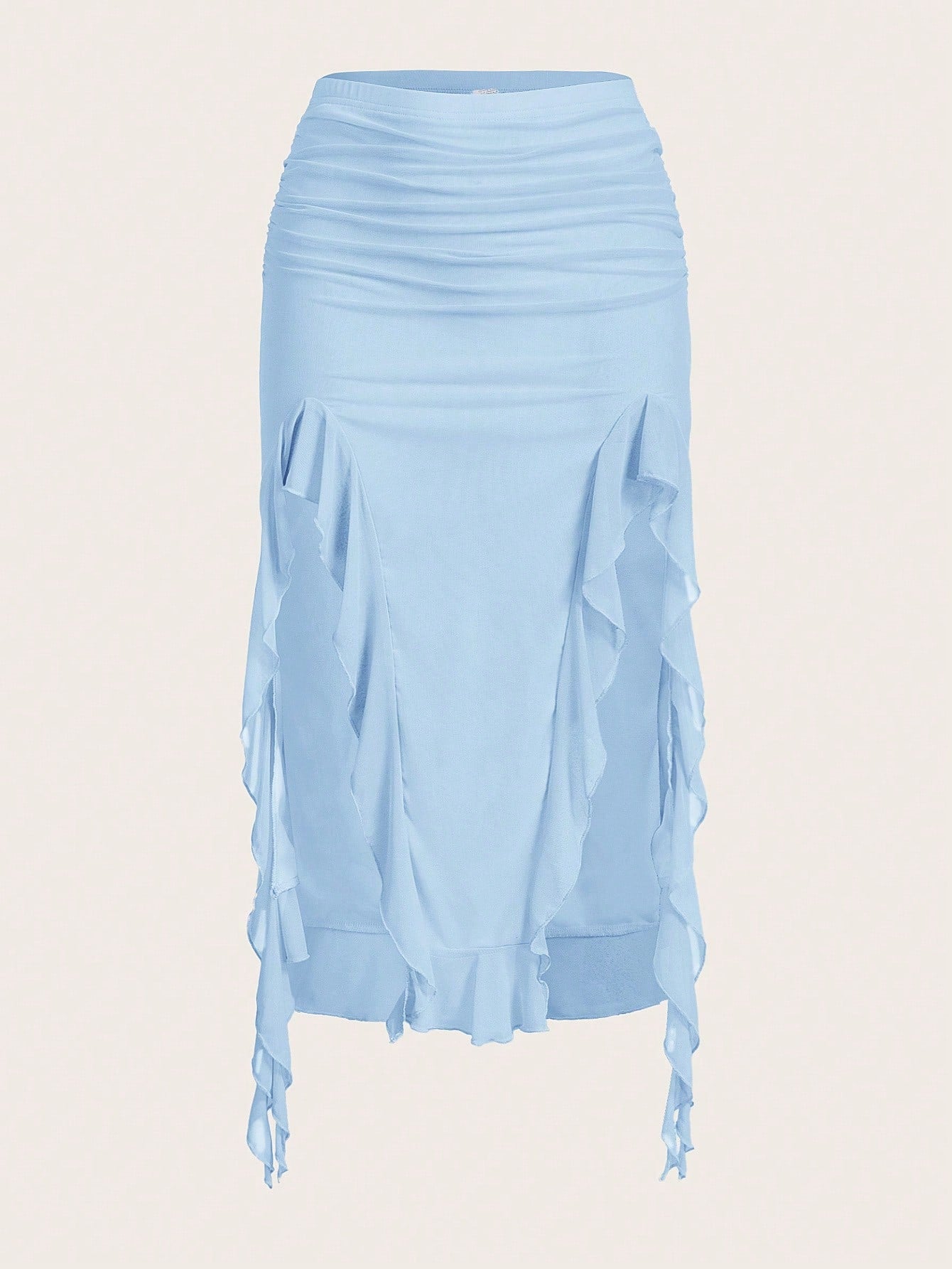 Saia com Fenda e Detalhe Franzido