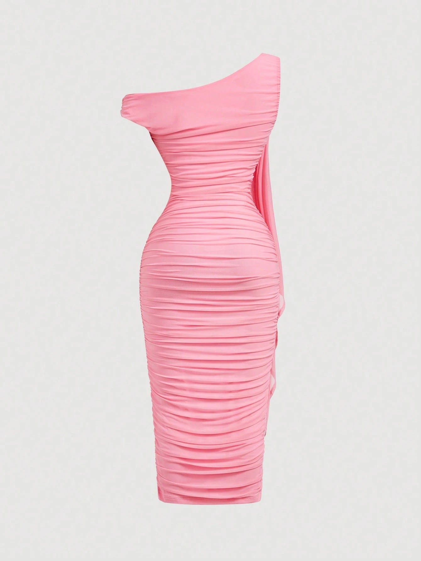 Vestido Midi de Decote Único e Detalhe Drapeado