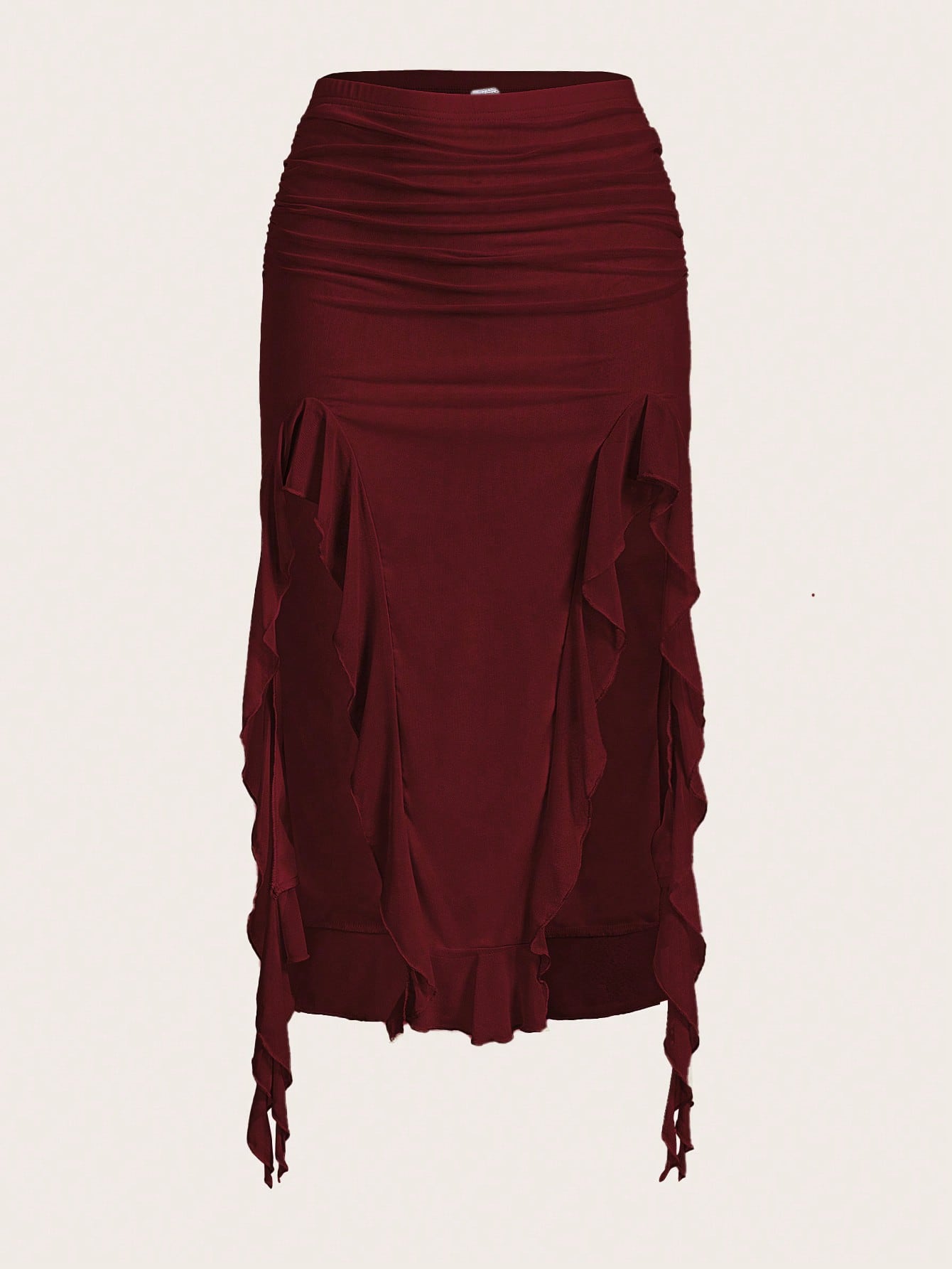 Saia com Fenda e Detalhe Franzido