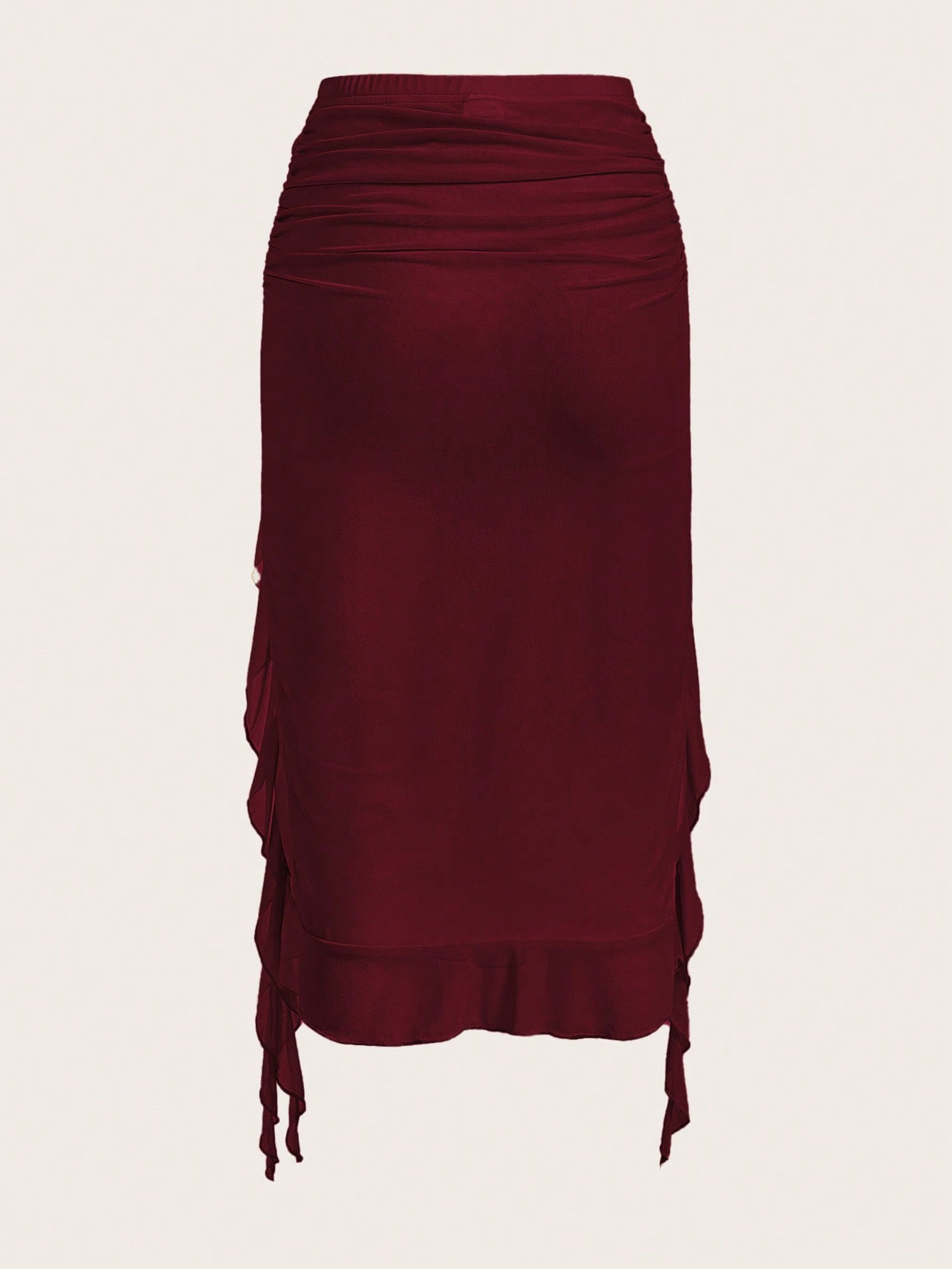 Saia com Fenda e Detalhe Franzido