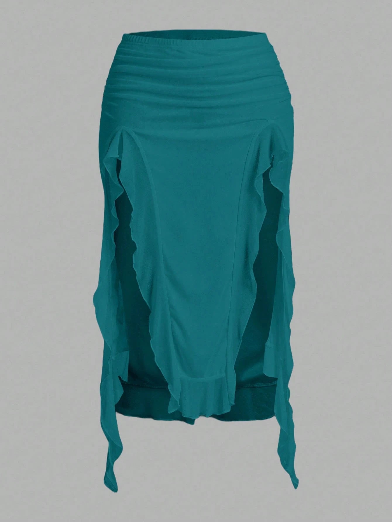 Saia com Fenda e Detalhe Franzido