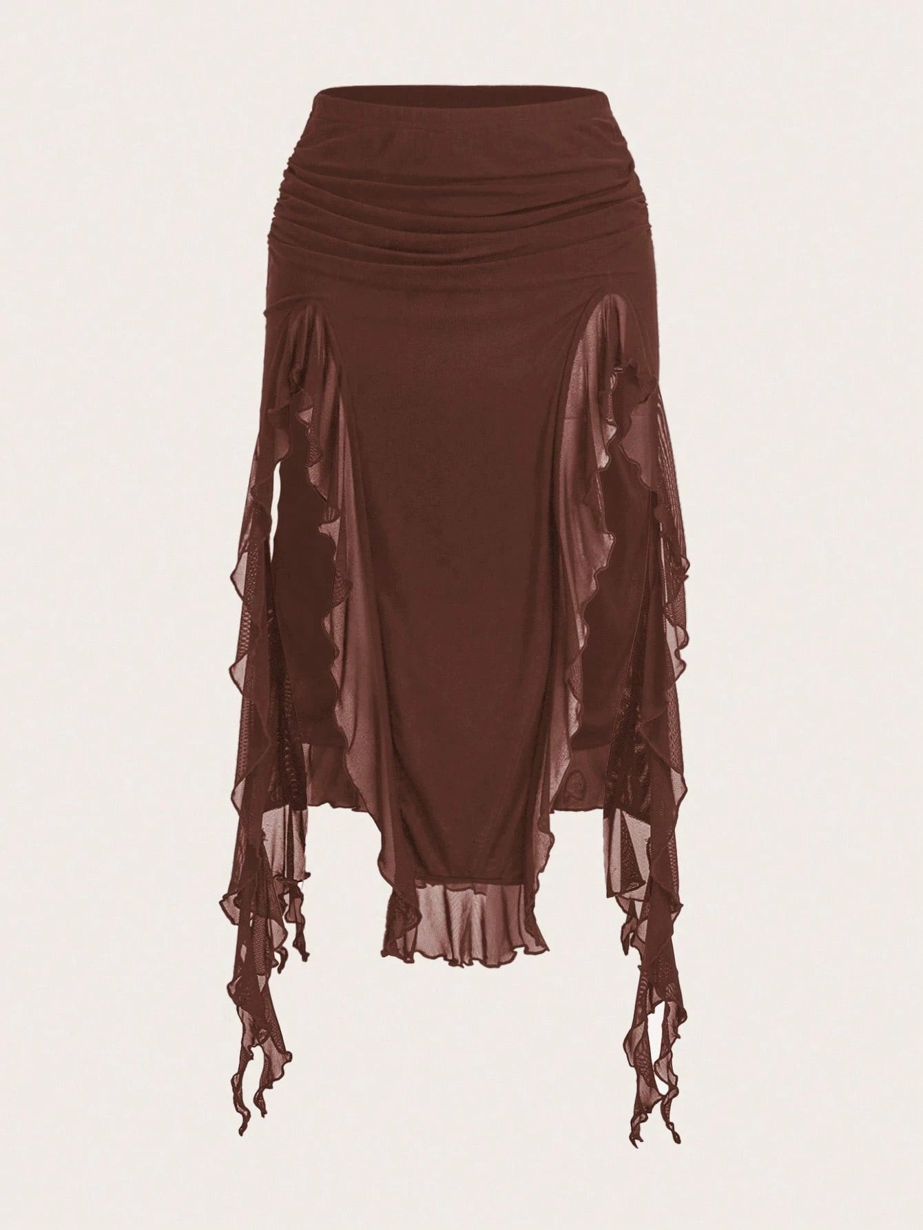 Saia com Fenda e Detalhe Franzido