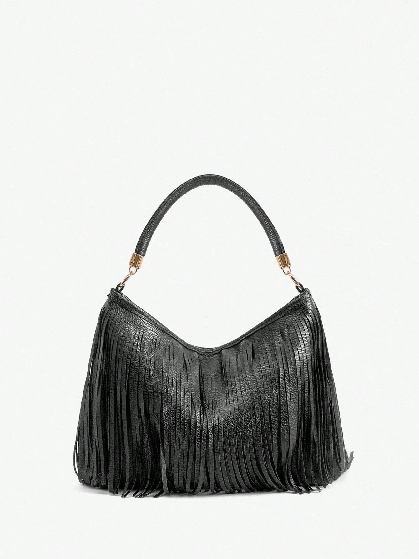 Bolsa Hobo de Couro Ecológico com Borlas