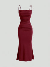 Vestido Longo Franzido Borgonha
