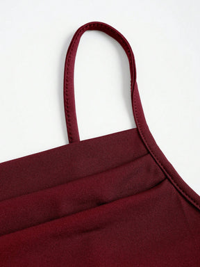 Vestido Longo Franzido Borgonha