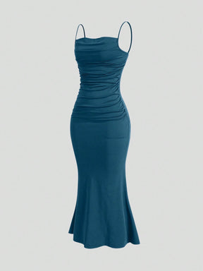 Vestido Longo Franzido Borgonha