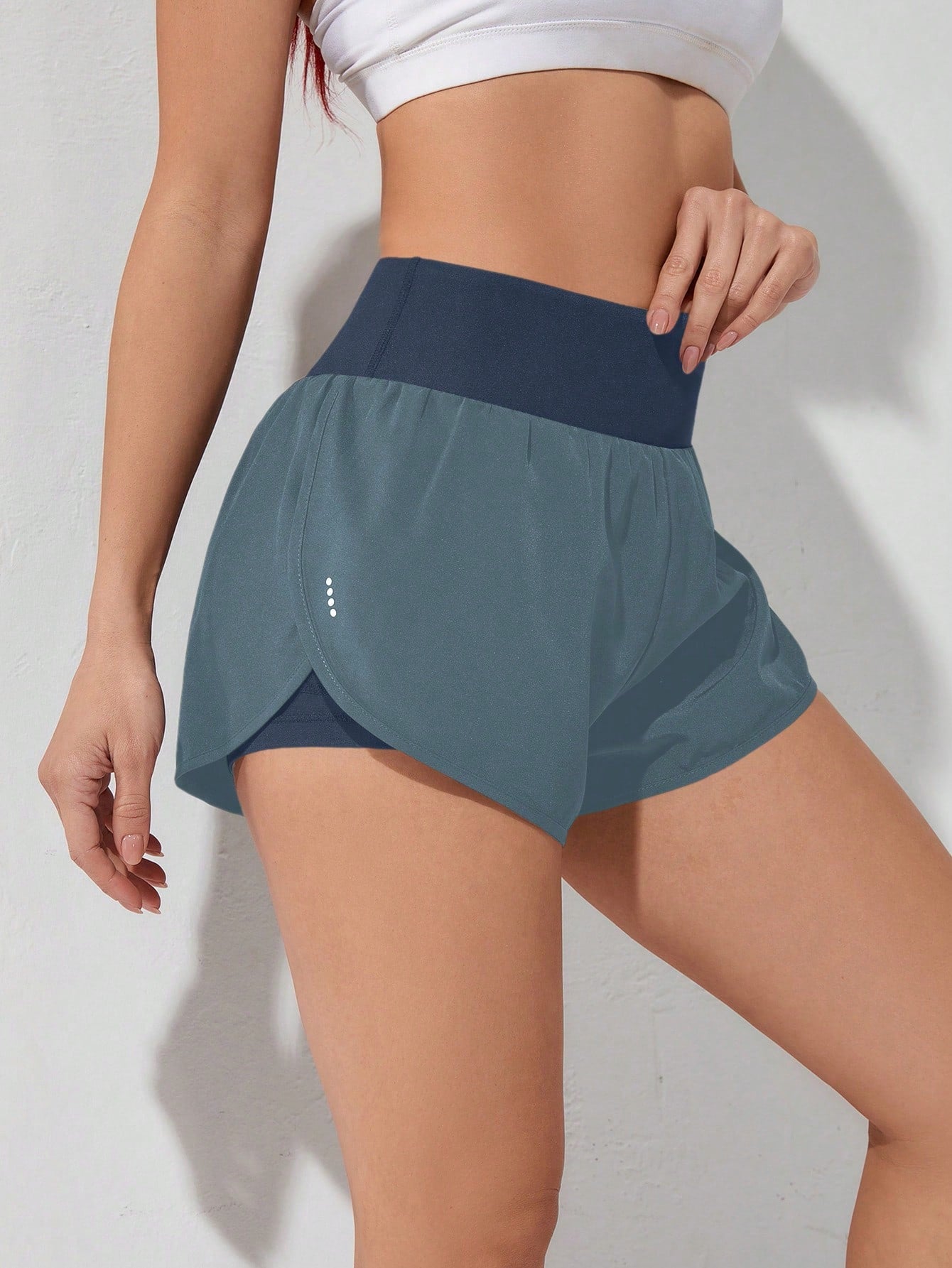 Gameset SHEIN Sport Shorts Esportivos com Bolso de Celular 2 em 1, Shorts Elásticos