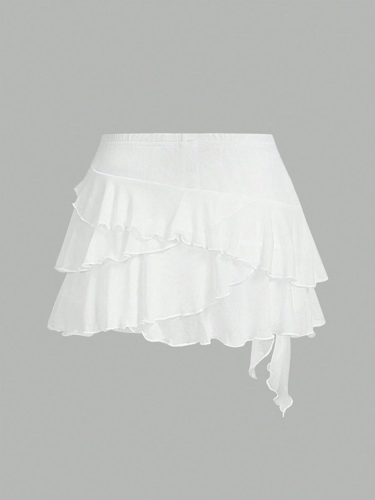 SHEIN ICON Saia Mini Preta de Cintura Baixa com Babados Multicamada Estilo Y2K para Mulheres