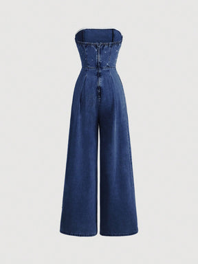 Macacão Jeans com Cinto na Cintura