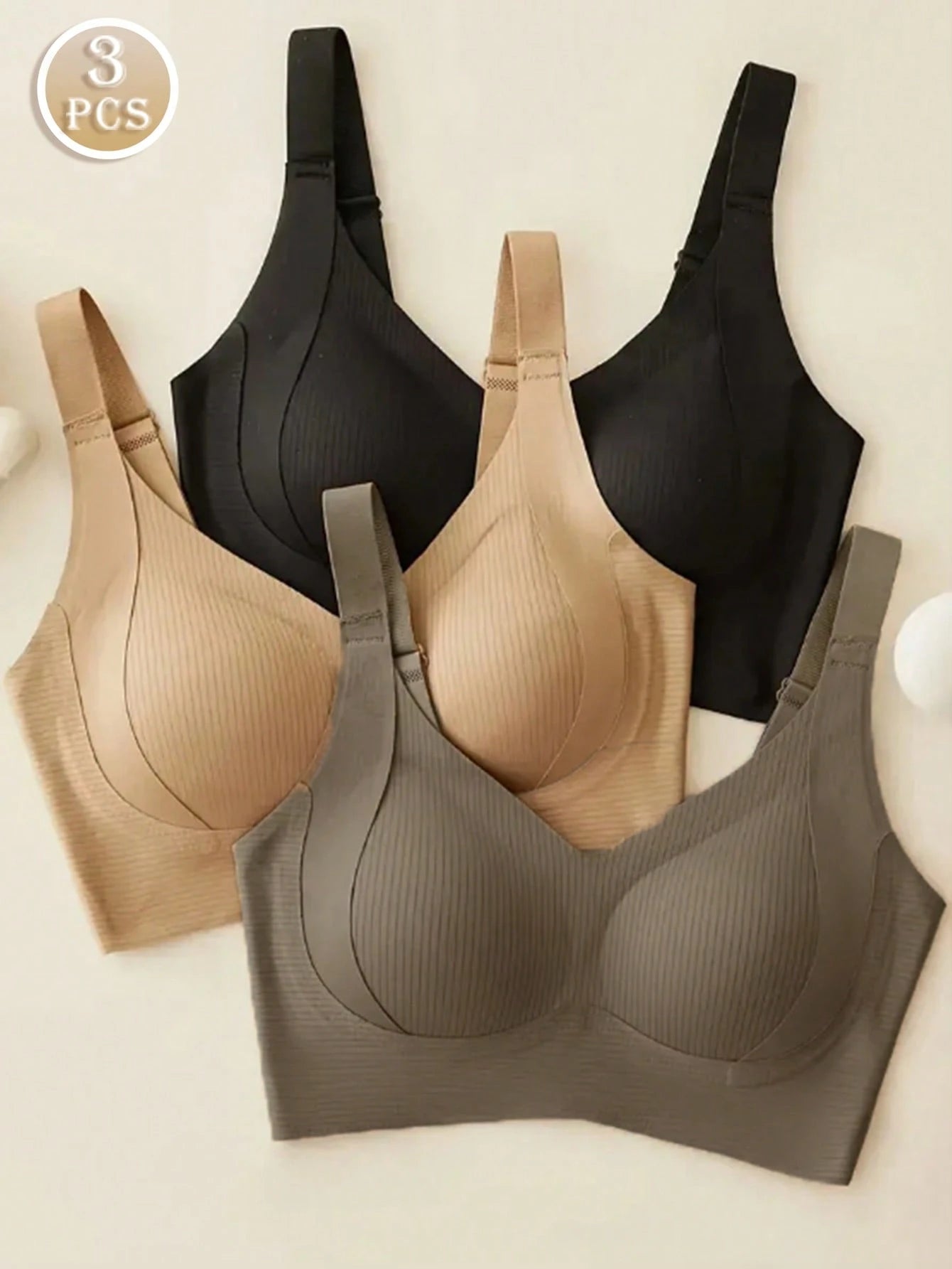 Kit 3 Peças Sutiãs Sem Costura e Respiráveis 