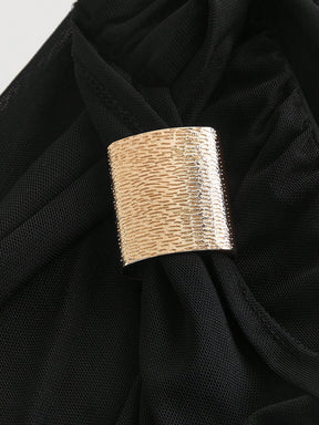 Vestido Midi de Decote Único e Detalhe Drapeado