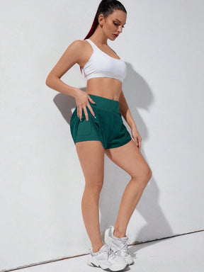 Gameset SHEIN Sport Shorts Esportivos com Bolso de Celular 2 em 1, Shorts Elásticos