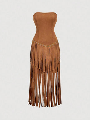 Vestido de Camurça com Franjas